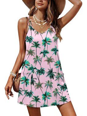 Womens Pink Polyester Swimsuit Coverup Beach Bathing Suit Swim Coverup Printed
